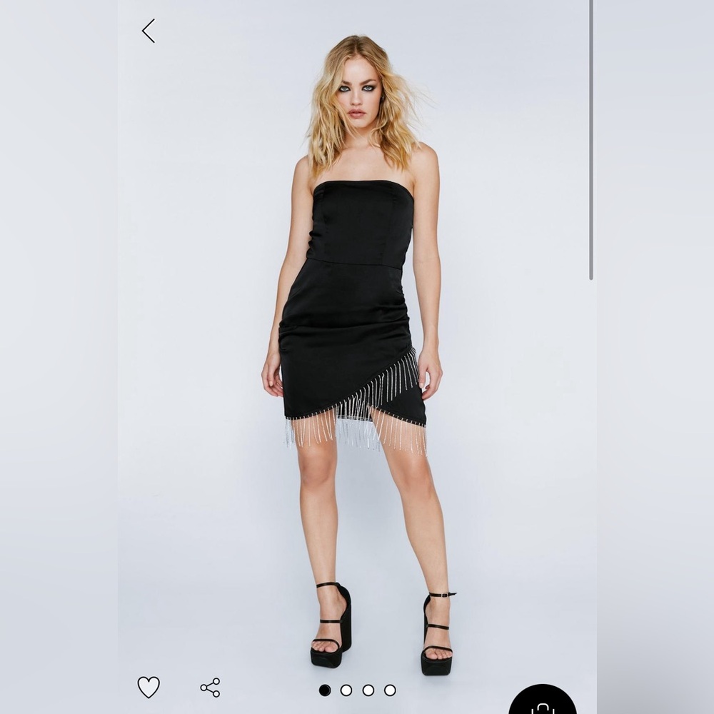 Diamante Trim Satin Mini Dress